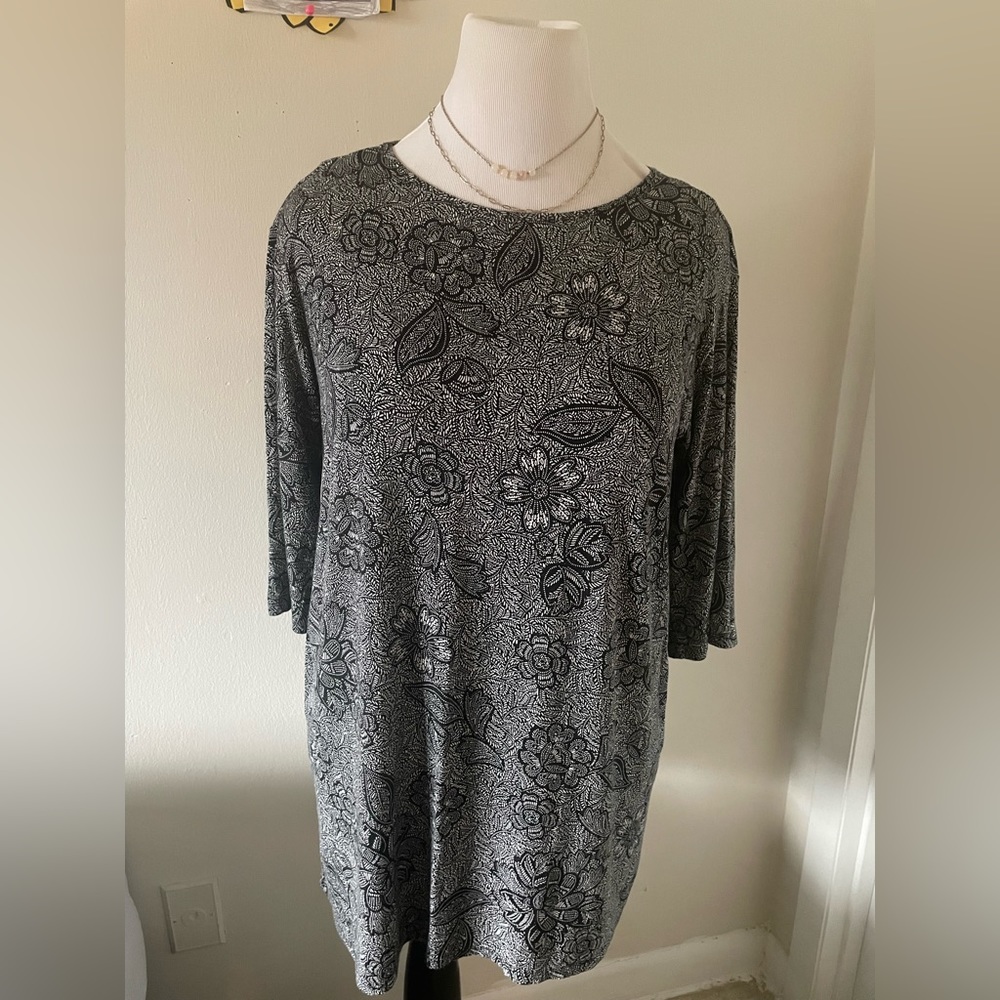 J. Jill Wearever Ballet-Sleeve Print Top (EUC)